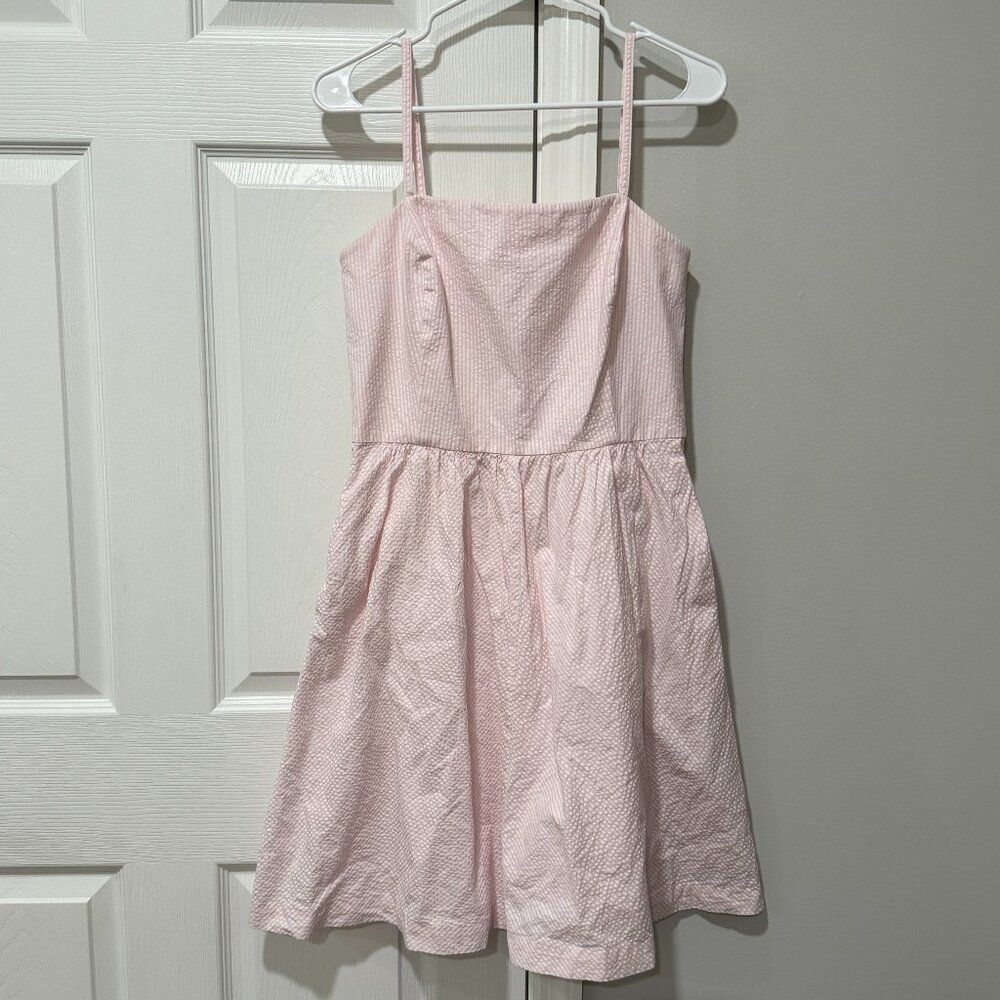 Vineyard Vines Pink and White Seersucker Stripe Dress Size 10